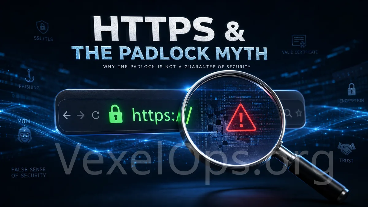 HTTPS 安全連線封面圖，呈現瀏覽器網址列、小鎖符號、資料加密線條與網站安全概念。