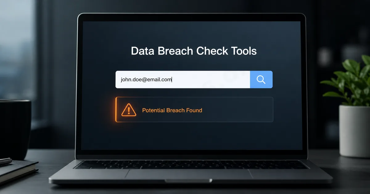 Cover image for Data Breach Query Tools, depicting email search, leak alerts, padlock, and password protection concepts.