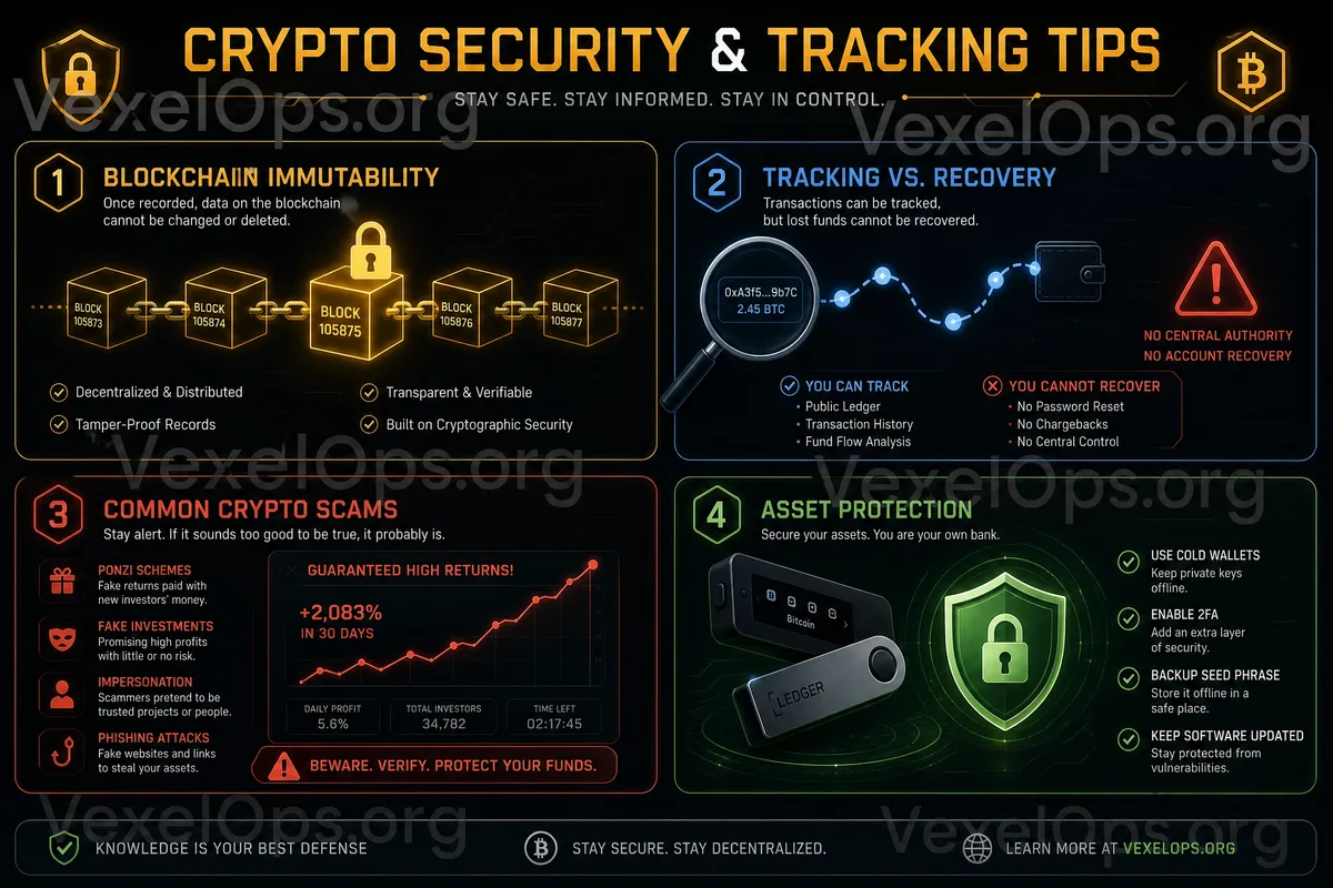 Gráfico de rastreo en cadena de criptomonedas, incluyendo billetera del víctima,direccion de fraude, transferencia de fondos y múltiples wallet diversificados.
