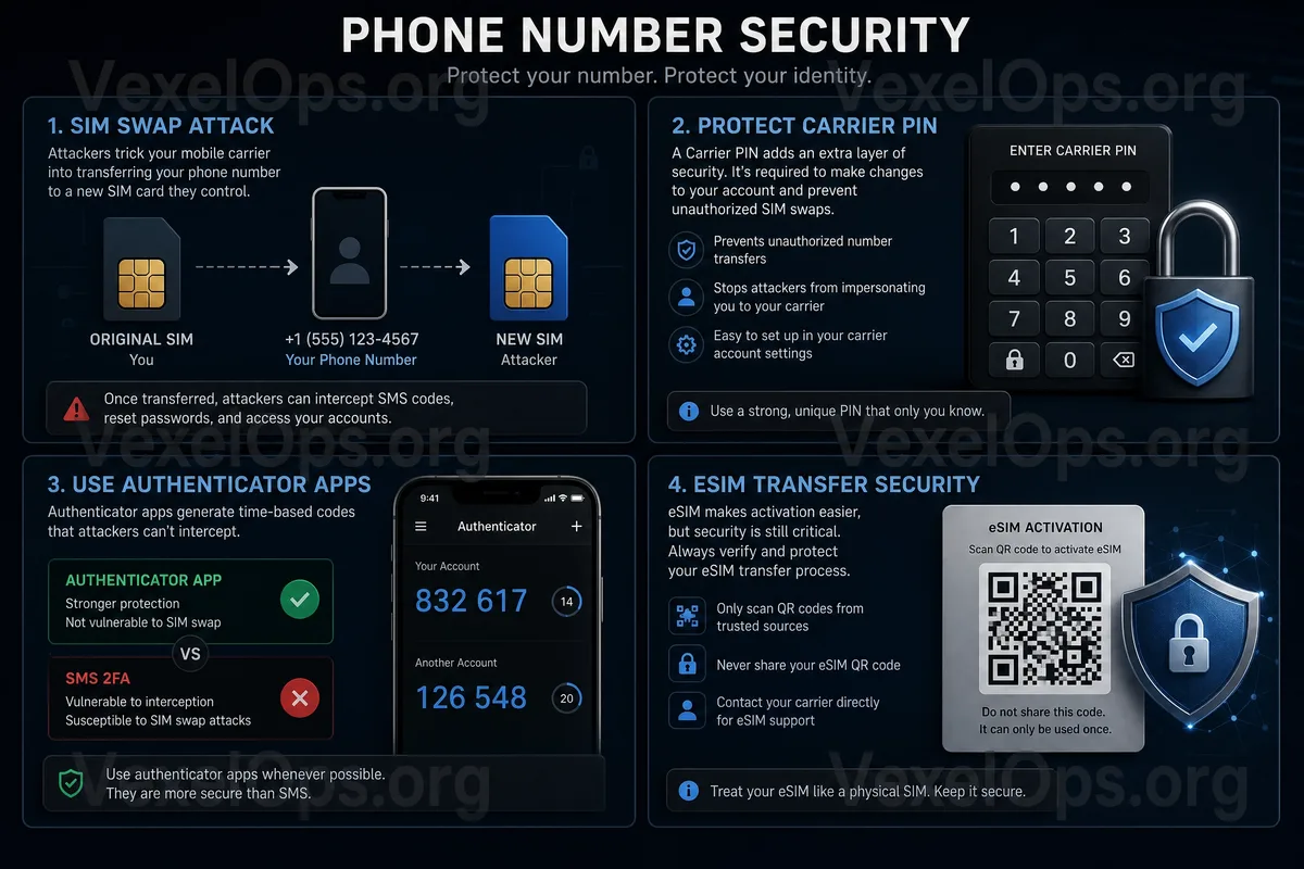 Diagram of SIM Swap risk processes showing the relationships between number transfer, SMS verification code receipt, account reset, and unfamiliar login alerts.