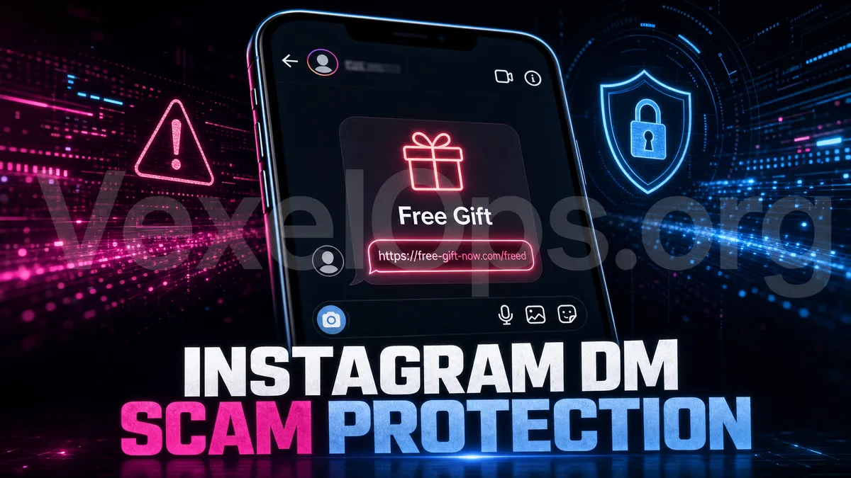 Risques des liens de cadeaux gratuits dans les messages directs Instagram, avertissant les utilisateurs d'éviter de cliquer sur des liens inconnus et de saisir leurs informations