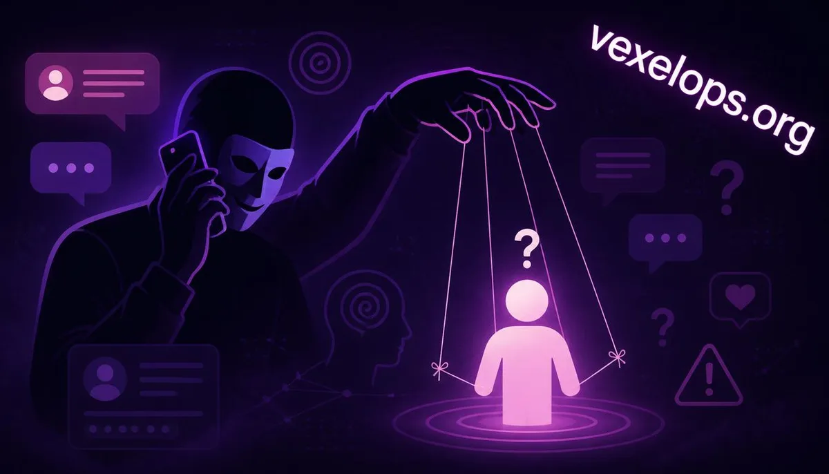 Illustration of social engineering attacks, showing how impersonators influence victims through manipulation.