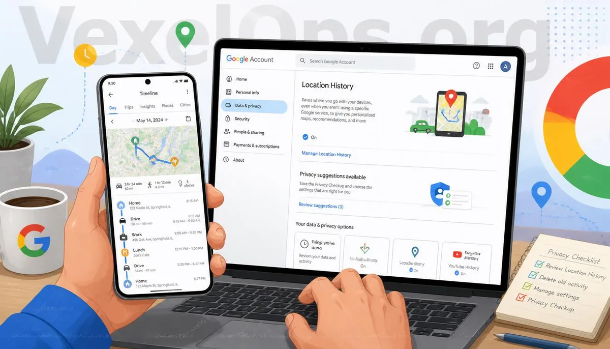 使用者管理 Google 地圖定位紀錄與 Google 帳號隱私設定。