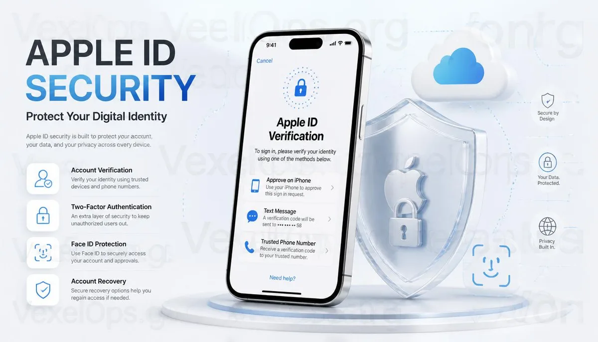 Apple ID 계정 보안 및 로그인 보호 정보 이미지입니다.
