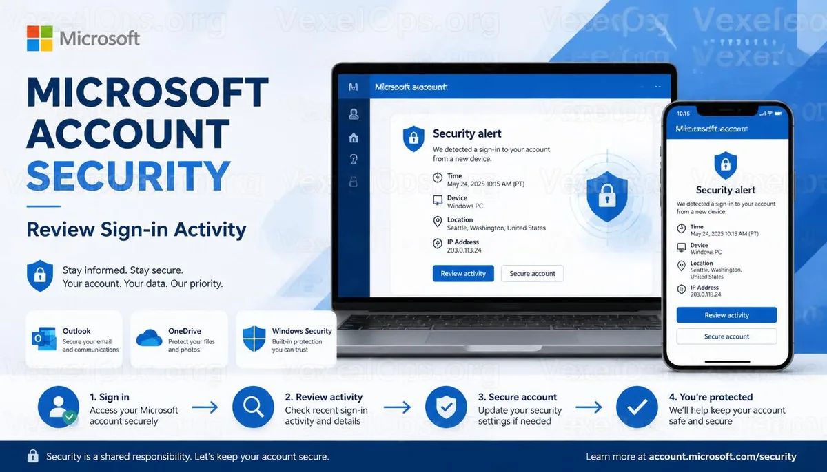 Image de couverture sur la sécurité des notifications de connexion de compte Microsoft.