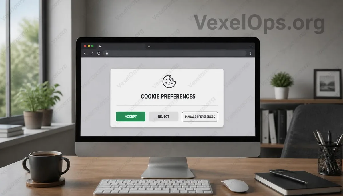 Website cookie preference settings and privacy options scenario.