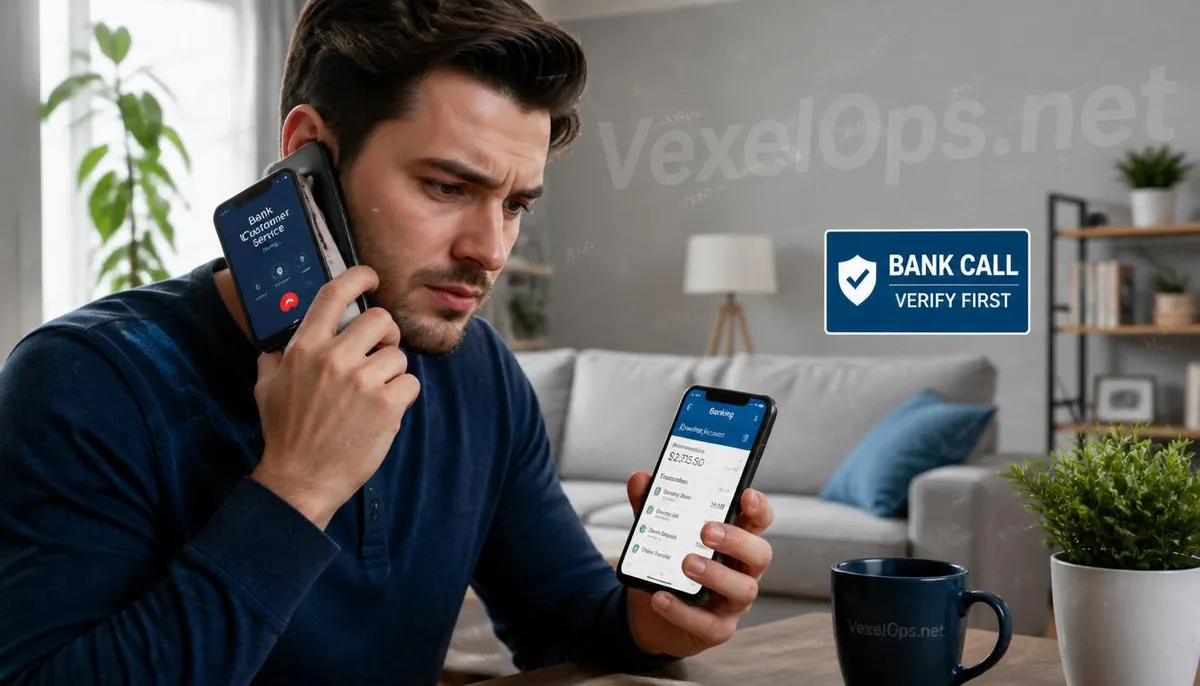 Fake bank customer service call safety reminder cover image.