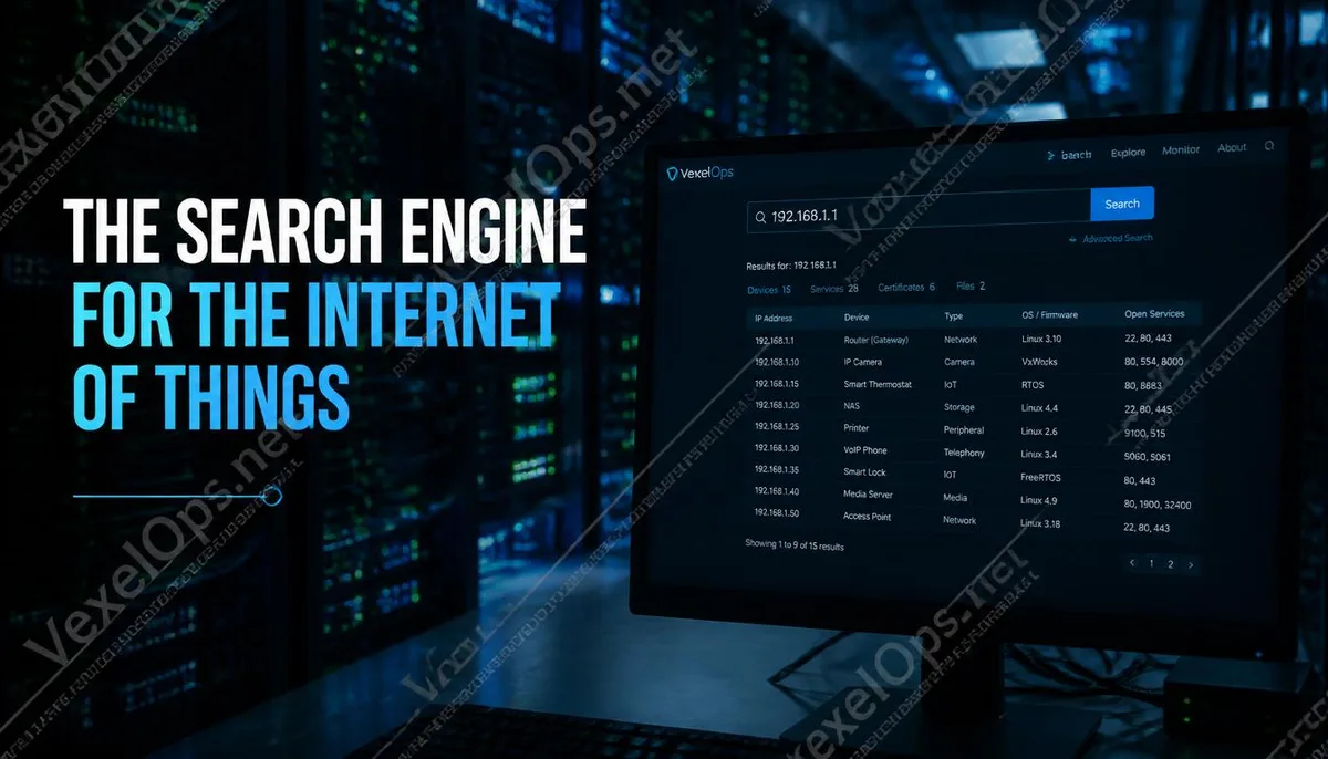 Concept cover image for Shodan network device search engine.