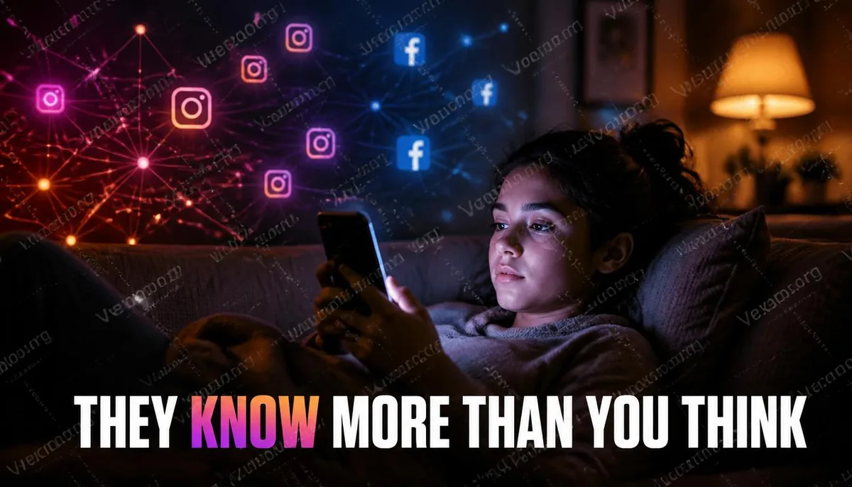 Concept image on digital privacy and tracking while using Instagram and Facebook.