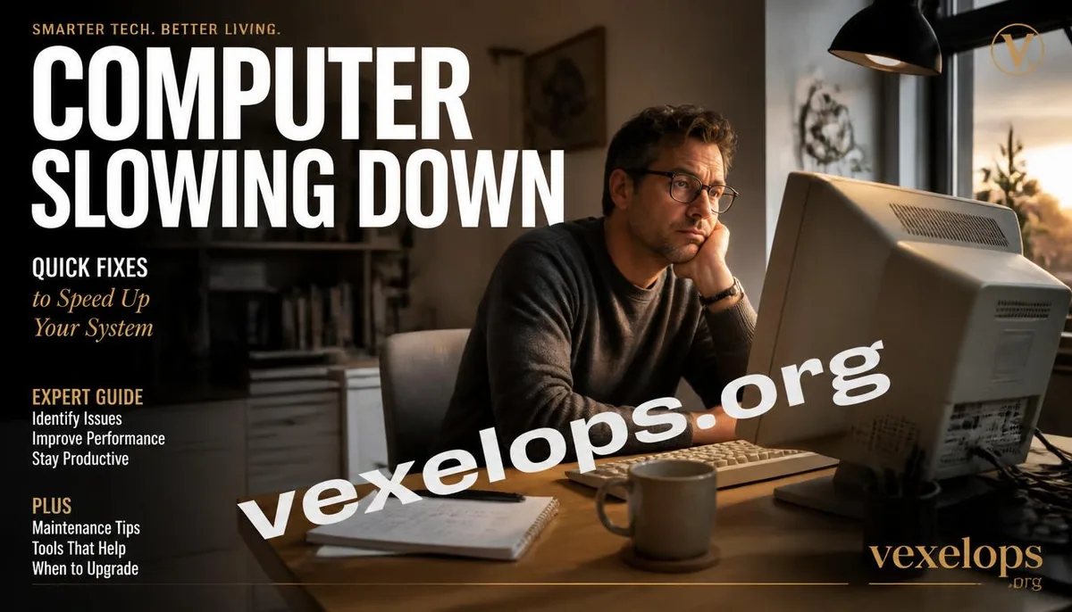 Everyday scene of checking computer performance at home after using Windows for years