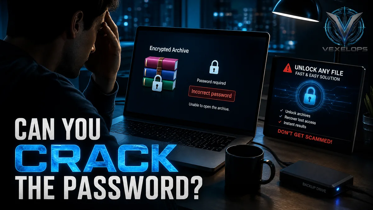 Warning about RAR ZIP password errors and file recovery.